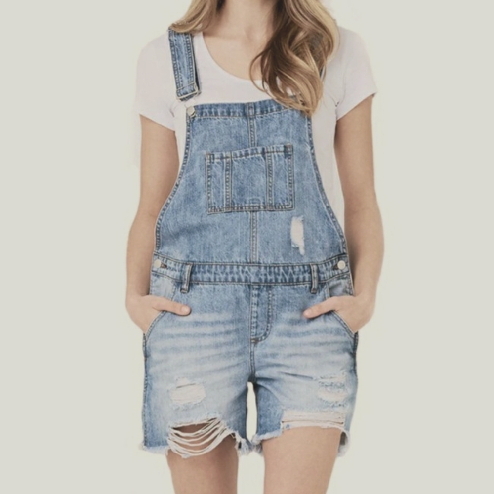 RIPE (Australian Brand) Denim Distressed Shorts Overalls size XS